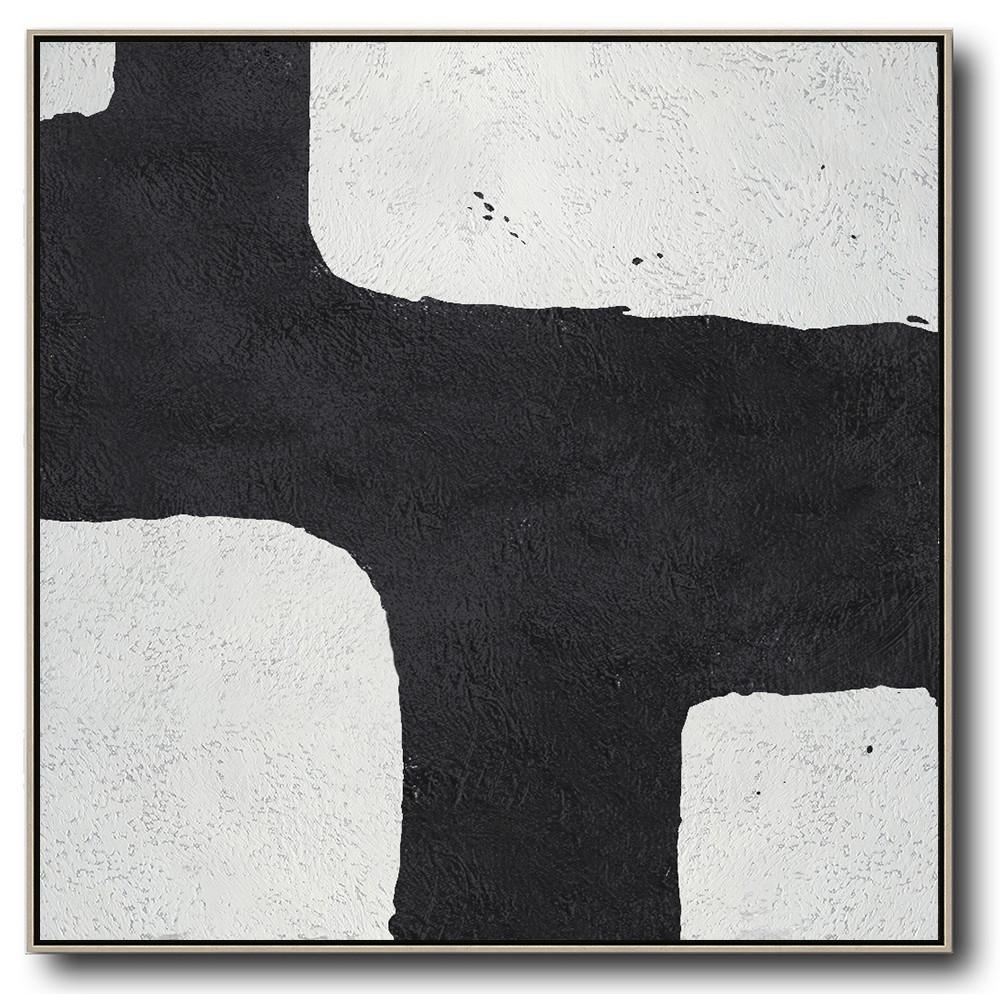 Extra Large Textured Painting On Canvas,Oversized Minimal Black And White Painting - Modern Paintings